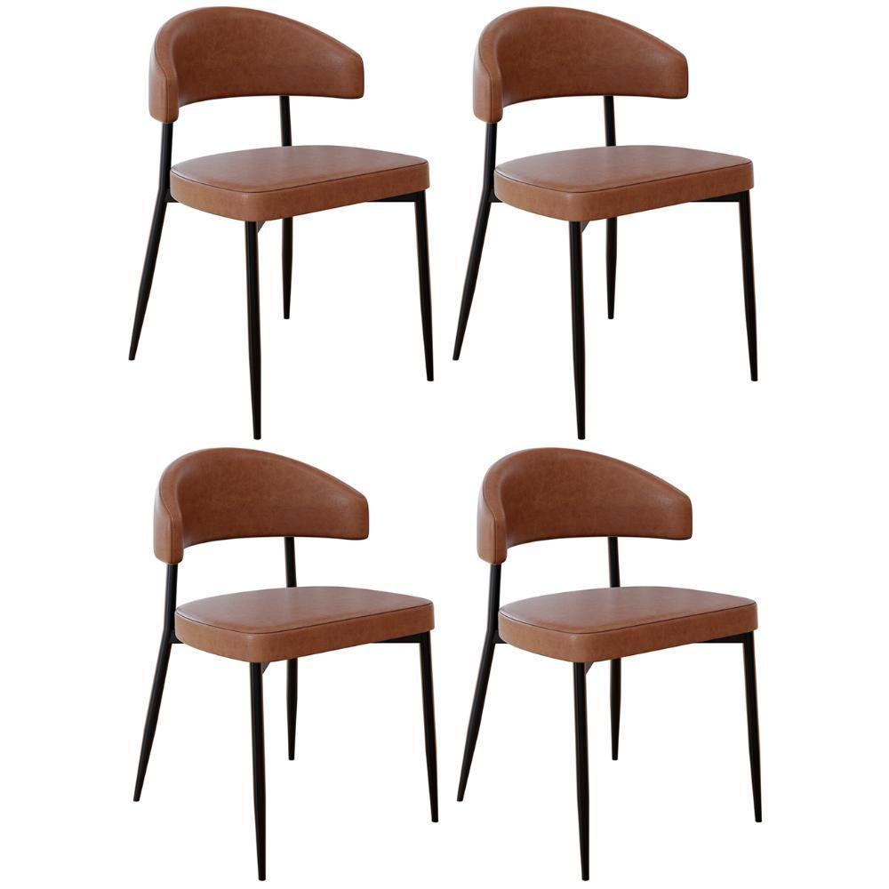 Cadeira De Jantar Estofada Kit 4 Chloe M25 Sintético Marrom - Mpozenato - 1