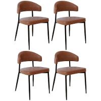 Cadeira De Jantar Estofada Kit 4 Chloe M25 Sintético Marrom - Mpozenato - 1