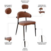 Cadeira De Jantar Estofada Kit 4 Chloe M25 Sintético Marrom - Mpozenato - 3