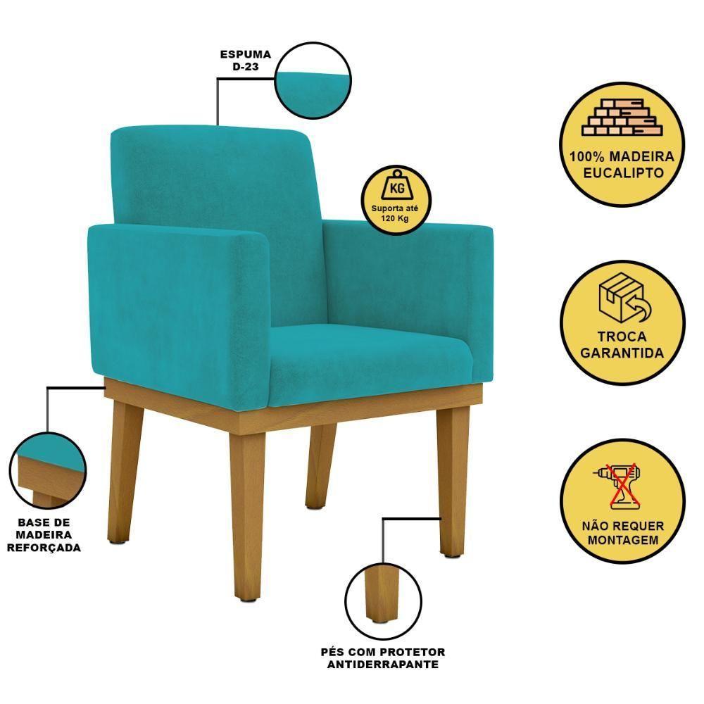 Cadeira Com Base Reforçada Para Apartamento Sala ? Quarto Azul Turquesa - 5