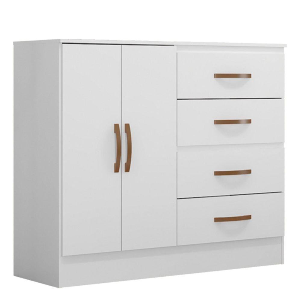 Kit Guarda-roupa Casal 6 Portas Com Cômoda Sapateira 4 Gavetas Lisa Branco - 2