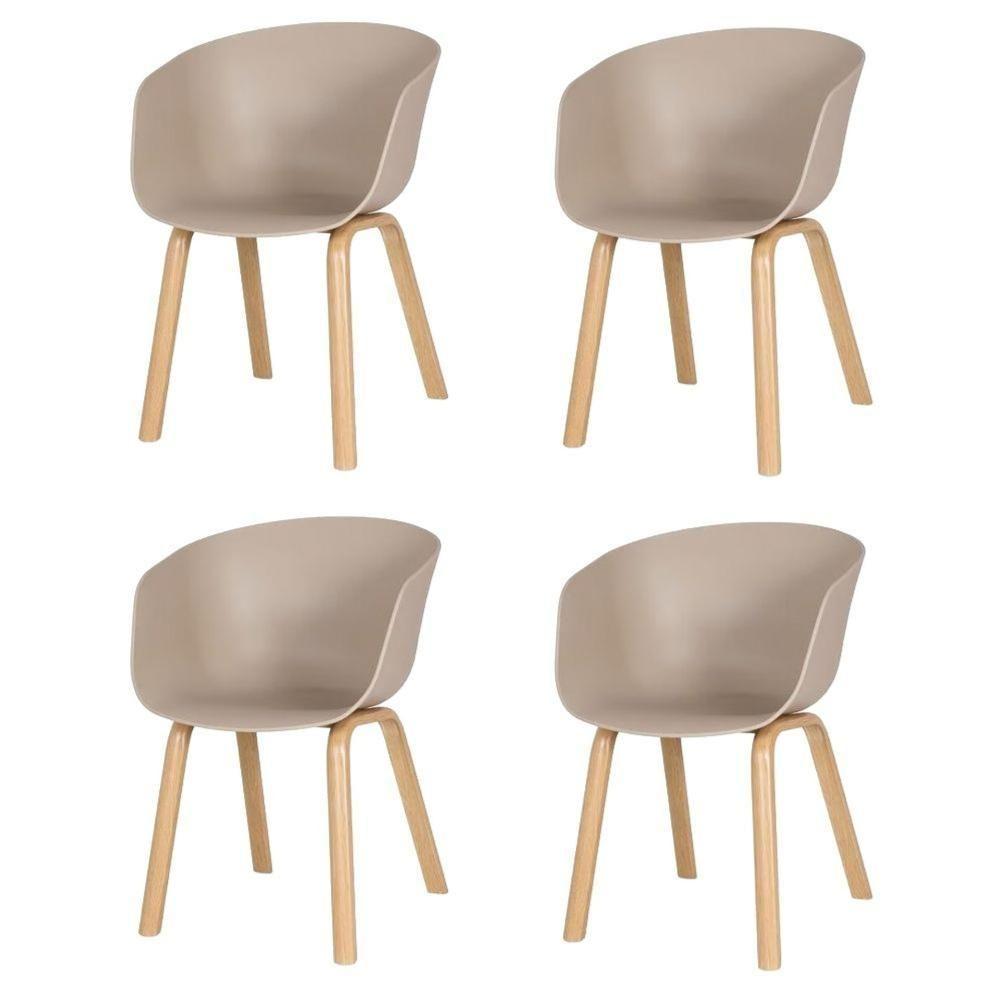 Kit 4 Cadeiras Toledo Fratini Assento Em Polipropileno Fendi Base Aço Acabamento Idêntico á Madeira - 1