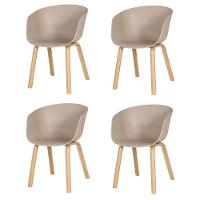 Kit 4 Cadeiras Toledo Fratini Assento Em Polipropileno Fendi Base Aço Acabamento Idêntico á Madeira - 1