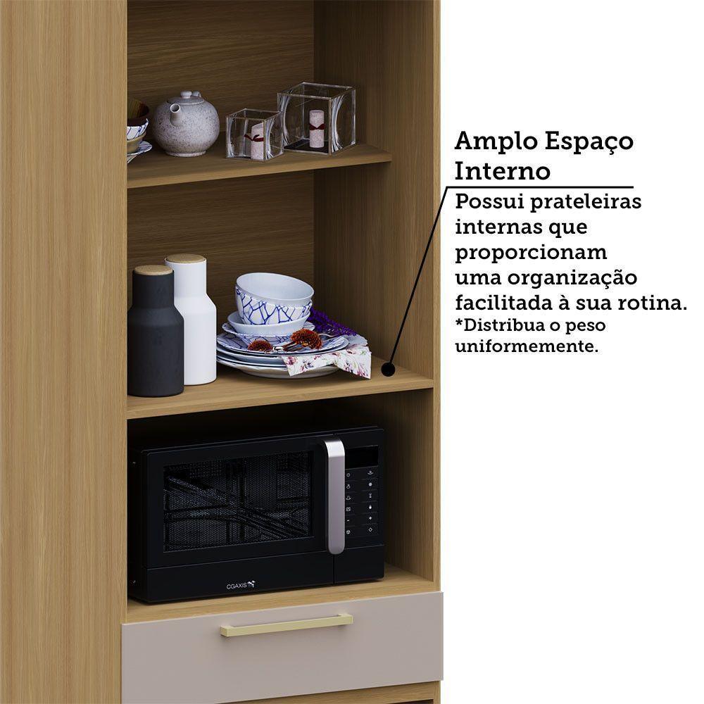Paneleiro 70cm 4 Pts Nicho Micro-ondas Elegance Luciane Móve Freijó/freijó Brasil/cinammon - 7