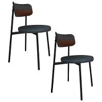 Cadeira De Jantar Estofada Kit 2 Nyka M25 Linho Grafite/marrom - Mpozenato - 1