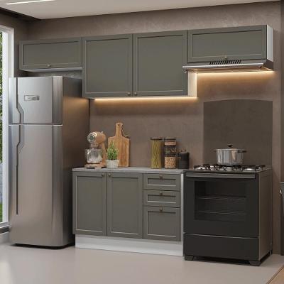 Armário de Cozinha Completa Vik 6 Portas 3 Gavetas MDF 280 cm Branco com Cinza