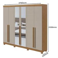 Guarda Roupa Casal Bertha 6 Portas Amêndoa Clean Off White Com Pés E Espelho - Lopas - 2