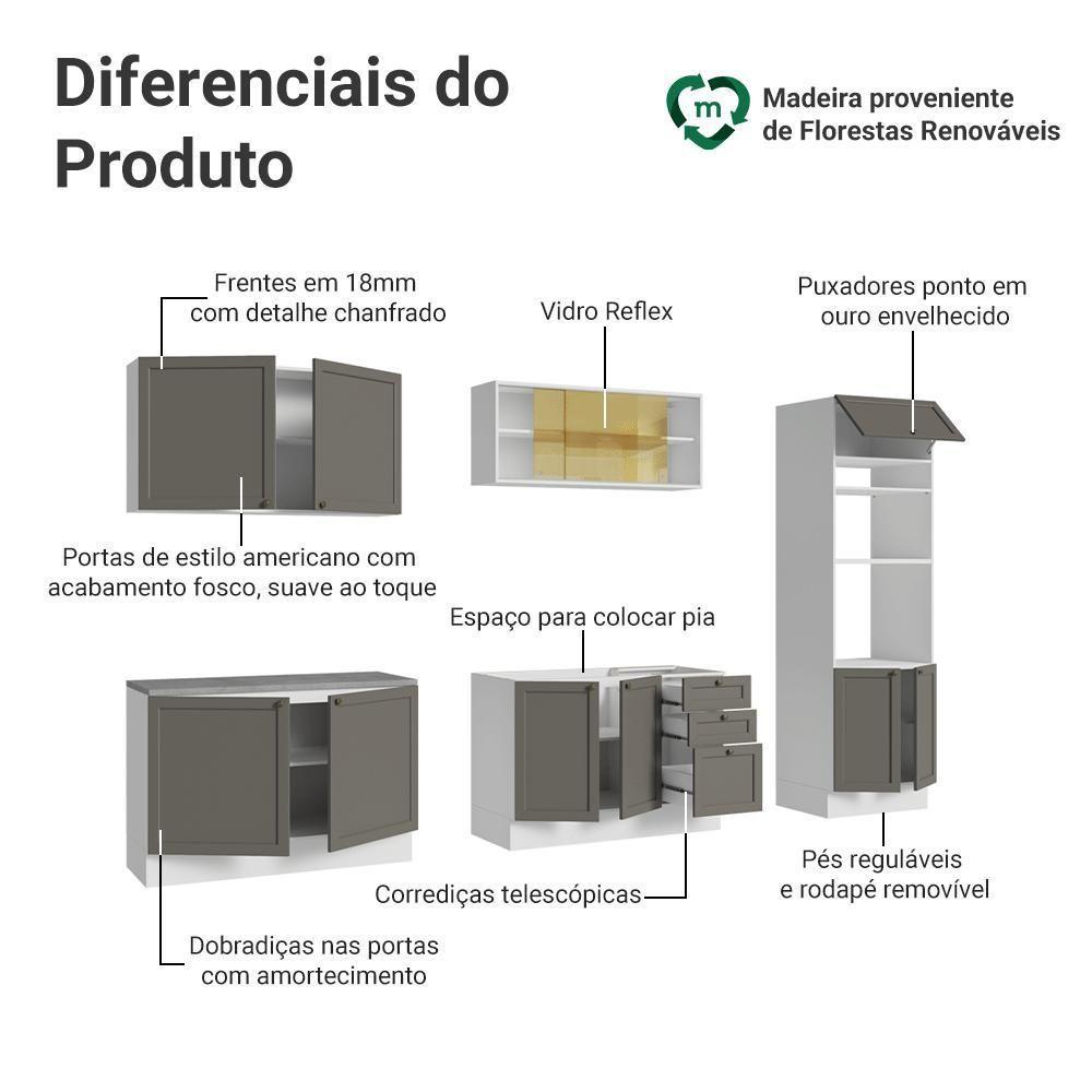 Armário De Cozinha Completa 310 Cm Vik Madesa 01 Branco/cinza - 4
