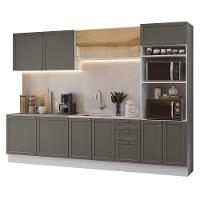 Armário De Cozinha Completa 310 Cm Vik Madesa 01 Branco/cinza - 2