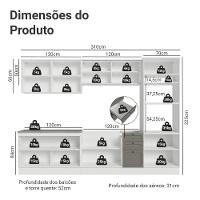 Armário De Cozinha Completa 310 Cm Vik Madesa 01 Branco/cinza - 3