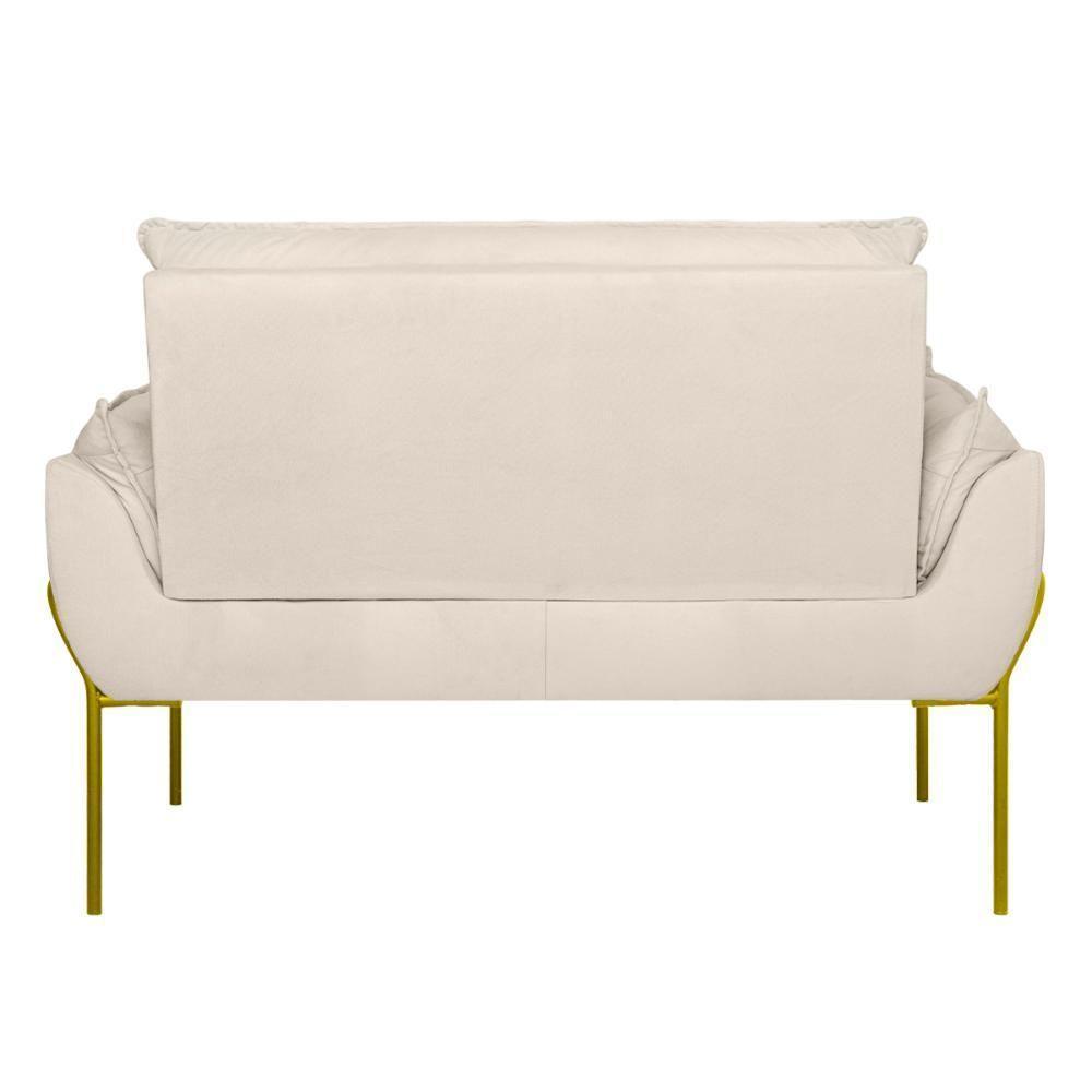 Sofá Namoradeira Base Metal Dourada Reforçada Tecido Suede Bege - 7