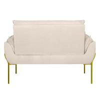 Sofá Namoradeira Base Metal Dourada Reforçada Tecido Suede Bege - 7