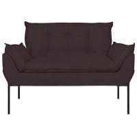 Sofá Namoradeira Base Metal Preta Reforçada Tecido Suede Cinza - 5