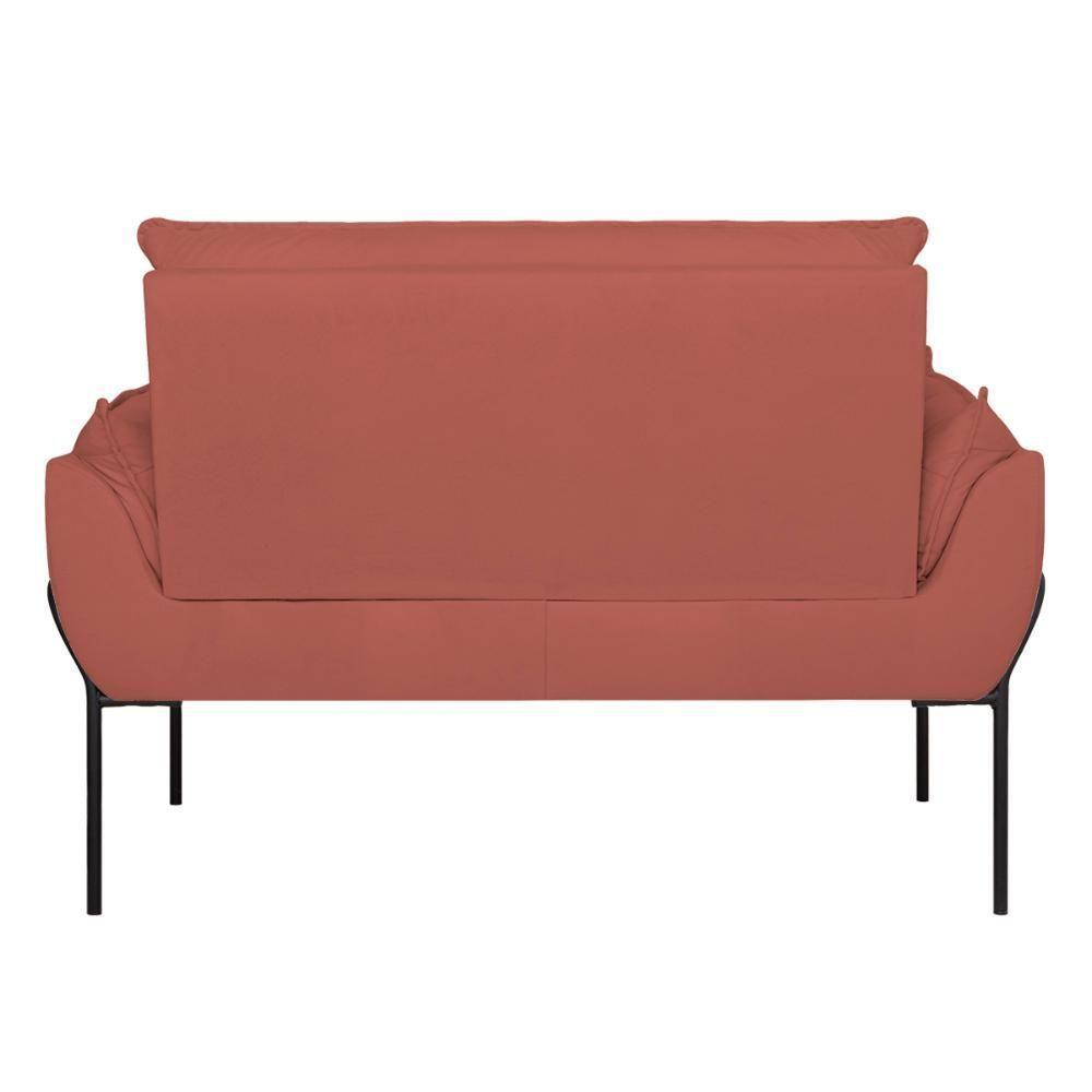 Sofá Namoradeira Base Metal Preta Reforçada Tecido Suede Rosa - 7