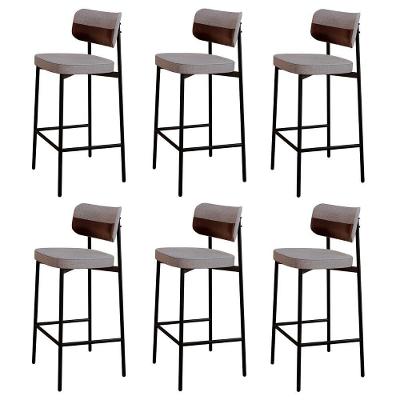 Banqueta Alta Bar Estofada Kit 6 Ella M25 Linho Cinza Cl/café - Mpozenato