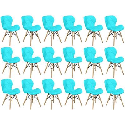 Kit 18 Cadeiras De Jantar Charles Eames Slim Wood Estofada - Tiffany