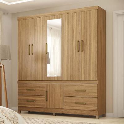 Guarda Roupa Casal Com Espelho 6 Portas 4 Gavetas 192cm Multimóveis Cr35285 Amêndola Touch