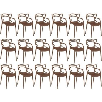 Kit 18 Cadeiras De Jantar Allegra Design Empilhável - Marrom