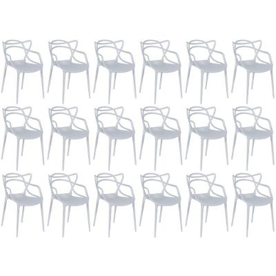 Kit 18 Cadeiras De Jantar Allegra Design Empilhável - Cinza