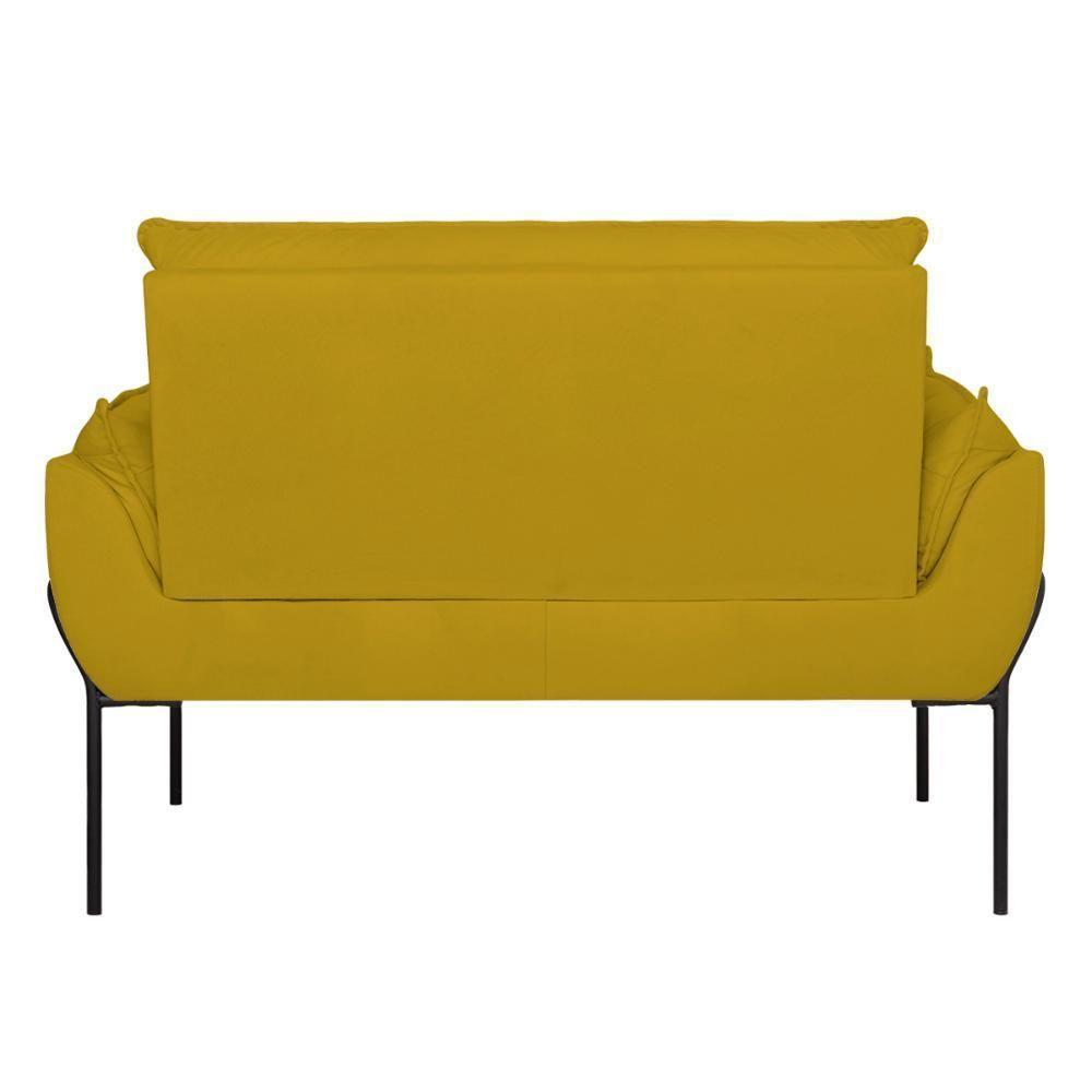 Sofá Namoradeira Base Metal Preta Reforçada Tecido Suede Amarelo - 7