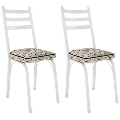 Kit 2 Cadeiras Para Cozinha Tubular D-13 Nara De Aço Branco/cedro