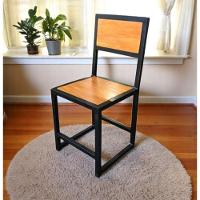 Cadeira Com Encosto Aço Ferro Metal Mdf Robusta Cor Preto Mdf Claro Estilo Industrial Cd-01 - 2