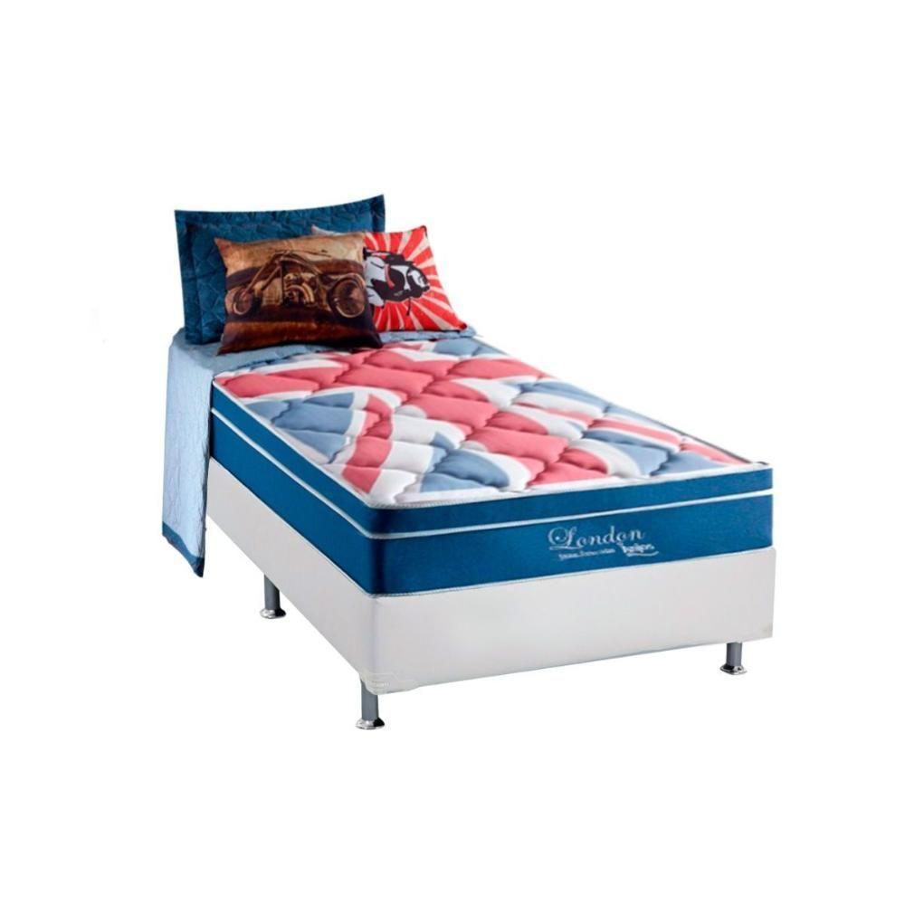 Cama Box Solteiro: Colchão Molas Ensacadas Anjos MasterPocket London + Base CRC Courano White(88x188) - 1