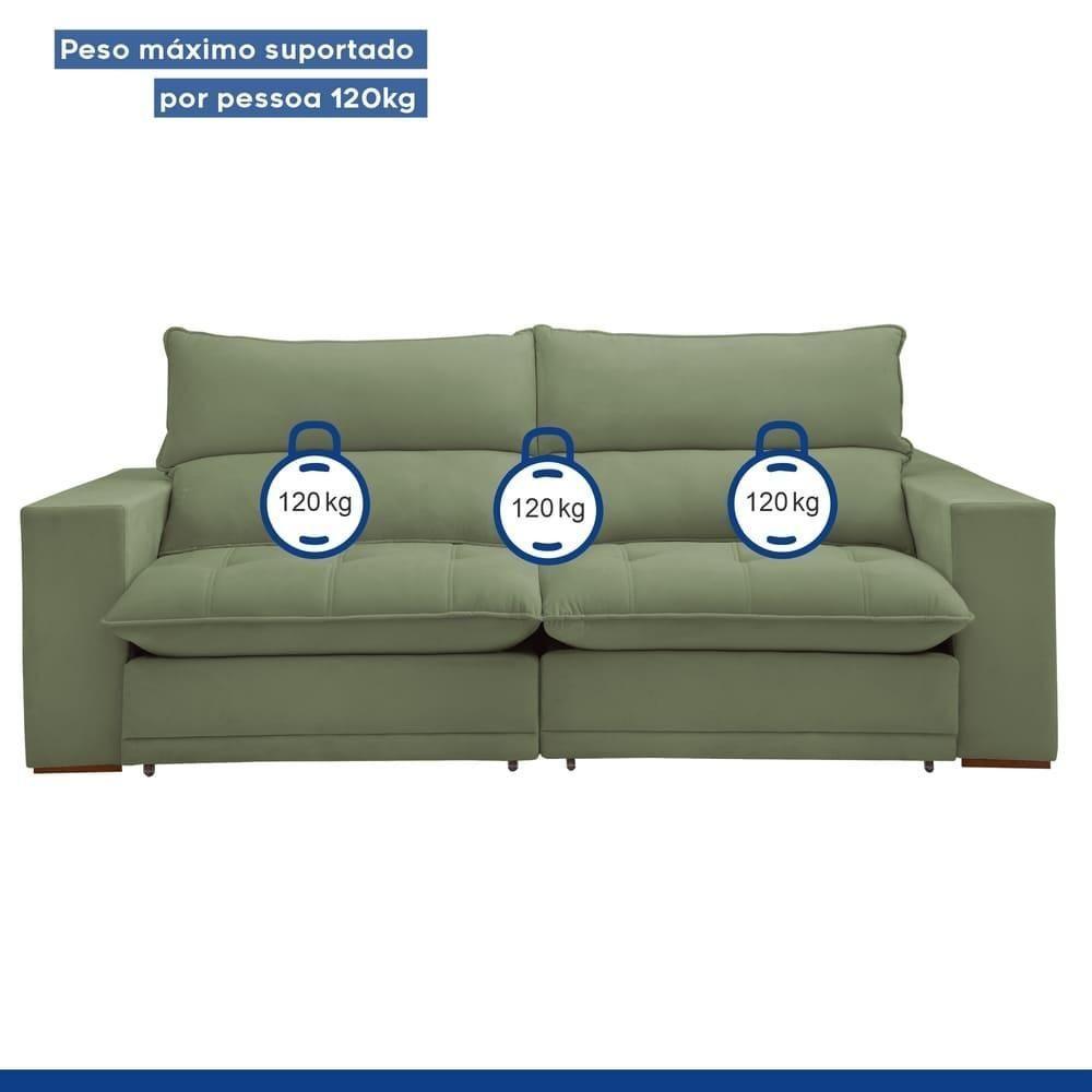 Sofá Retrátil E Reclinável Martinho Boucle Verde 2,30m - 2