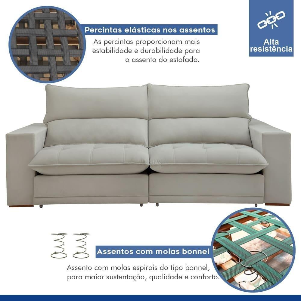 Sofá Retrátil E Reclinável Martinho Boucle Gelo 2,30m - 5