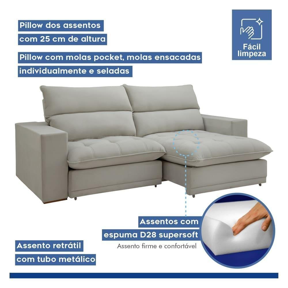 Sofá Retrátil E Reclinável Martinho Boucle Gelo 2,30m - 8