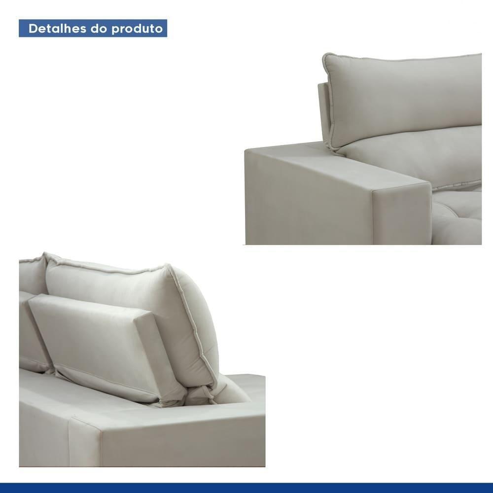 Sofá Retrátil E Reclinável Martinho Boucle Gelo 2,30m - 10