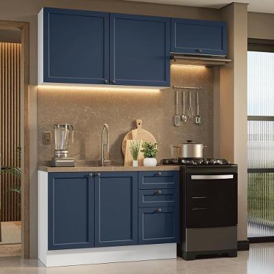 Armário de Cozinha Compacta Vik 5 Portas 3 Gavetas 180 cm Branco e Azul