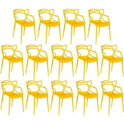 Kit 14 Cadeiras De Jantar Allegra Design Empilhável - Amarelo