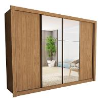 Guarda Roupa 4 Portas De Correr Com Espelhos 4 Gavetas Firenze Minastex Carvalho - 1