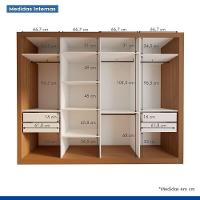 Guarda Roupa 4 Portas De Correr Com Espelhos 4 Gavetas Firenze Minastex Carvalho - 2