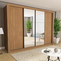 Guarda Roupa 4 Portas De Correr Com Espelhos 4 Gavetas Firenze Minastex Carvalho - 3