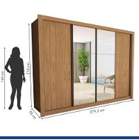 Guarda Roupa 4 Portas De Correr Com Espelhos 4 Gavetas Firenze Minastex Carvalho