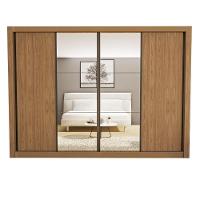 Guarda Roupa 4 Portas De Correr Com Espelhos 4 Gavetas Firenze Minastex Carvalho - 5