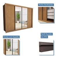 Guarda Roupa 4 Portas De Correr Com Espelhos 4 Gavetas Firenze Minastex Carvalho - 7