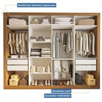 Guarda Roupa 4 Portas De Correr Com Espelhos 4 Gavetas Firenze Minastex Carvalho - 8