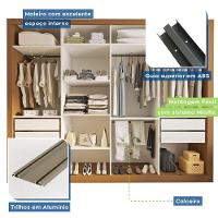 Guarda Roupa 4 Portas De Correr Com Espelhos 4 Gavetas Firenze Minastex Carvalho - 9