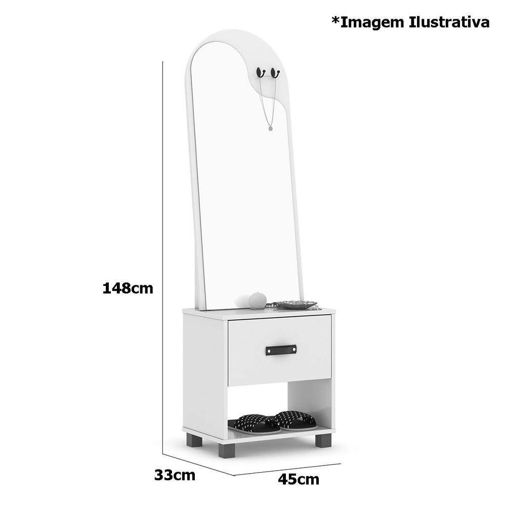 Toucador Com Espelho 1 Gaveta Nicho E 2 Ganchos Oranix Freijó - 3