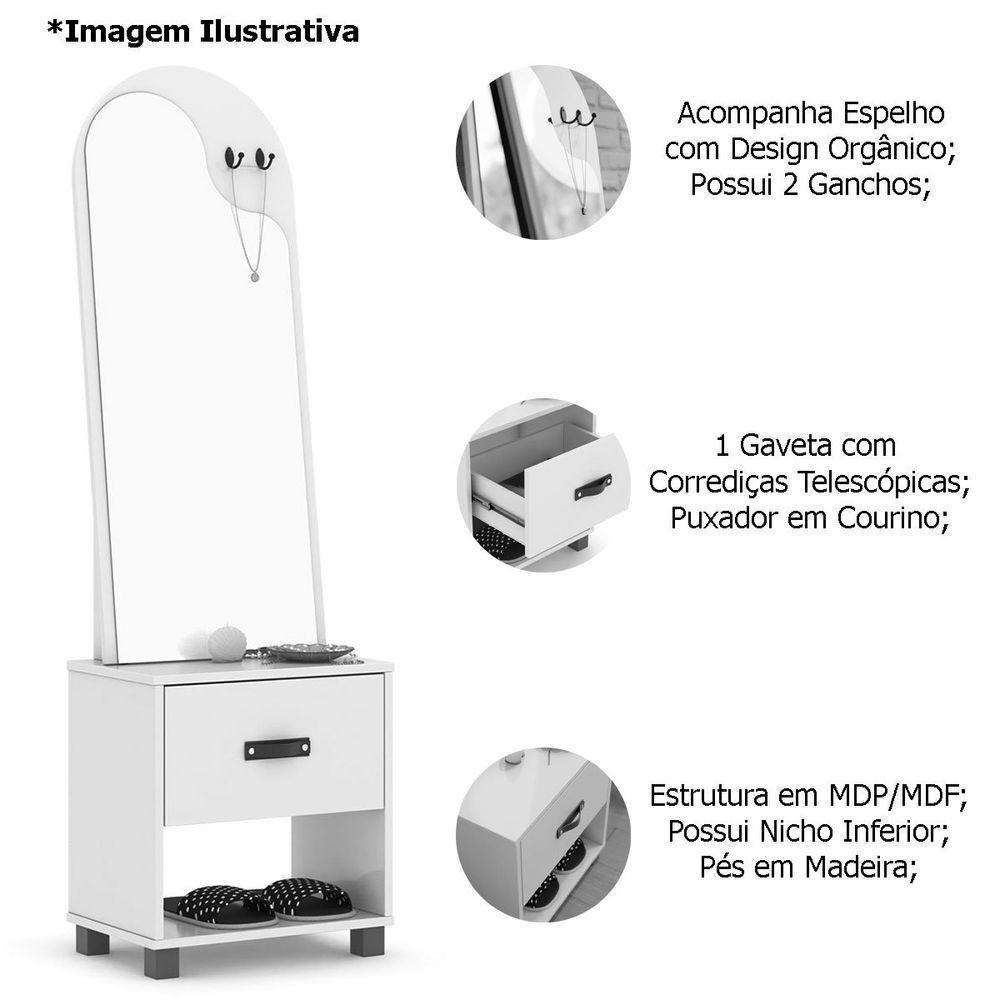 Toucador Com Espelho 1 Gaveta Nicho E 2 Ganchos Oranix Freijó - 4