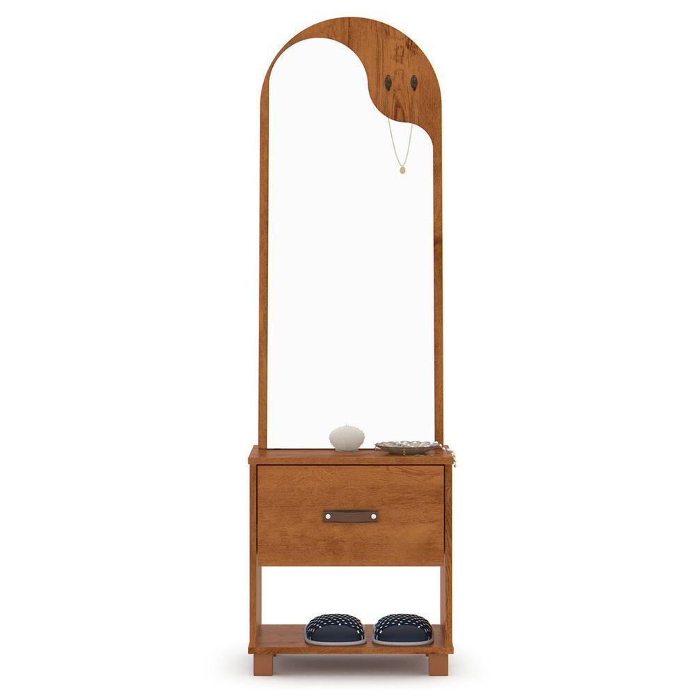 Toucador Com Espelho 1 Gaveta Nicho E 2 Ganchos Oranix Freijó - 5