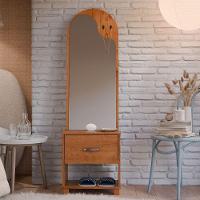 Toucador Com Espelho 1 Gaveta Nicho E 2 Ganchos Oranix Freijó - 6