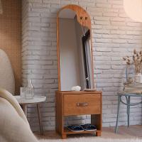 Toucador Com Espelho 1 Gaveta Nicho E 2 Ganchos Oranix Freijó - 9