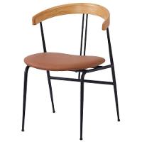 Kit 2 Cadeiras Escandinávia Fratini Encosto Madeira Assento Pu Caramelo Estrutura Aço Preto - 2