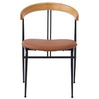 Kit 2 Cadeiras Escandinávia Fratini Encosto Madeira Assento Pu Caramelo Estrutura Aço Preto - 3