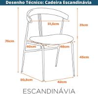 Kit 2 Cadeiras Escandinávia Fratini Encosto Madeira Assento Pu Caramelo Estrutura Aço Preto - 10