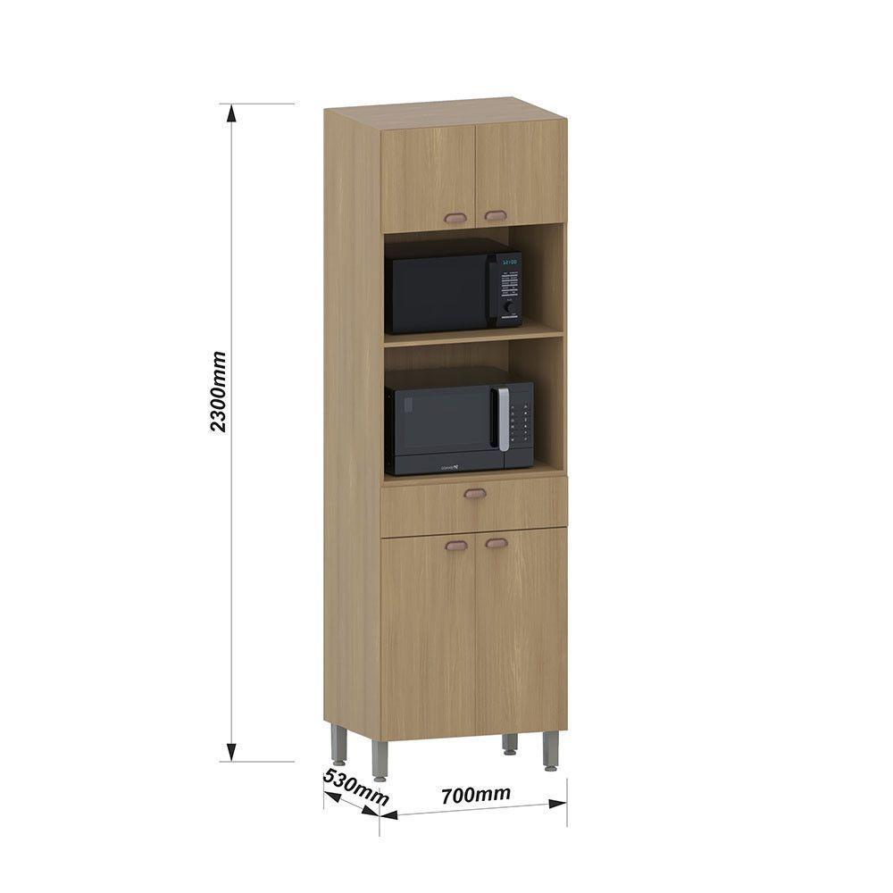 Paneleiro 70cm 3 Portas 1 Gaveta Com Espaço Para Micro-ondas Freijó/freijó Brasil - 3